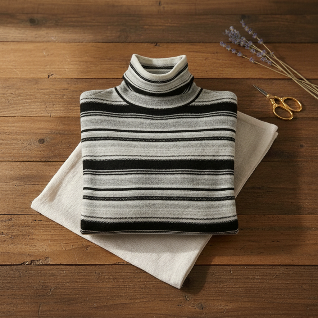 Marcella – Striped Turtleneck Knit Sweater