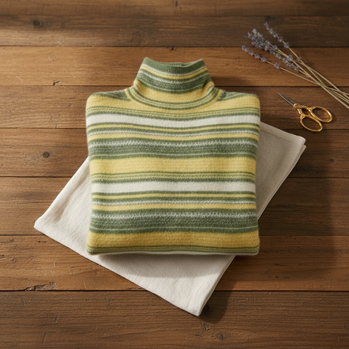 Marcella – Striped Turtleneck Knit Sweater