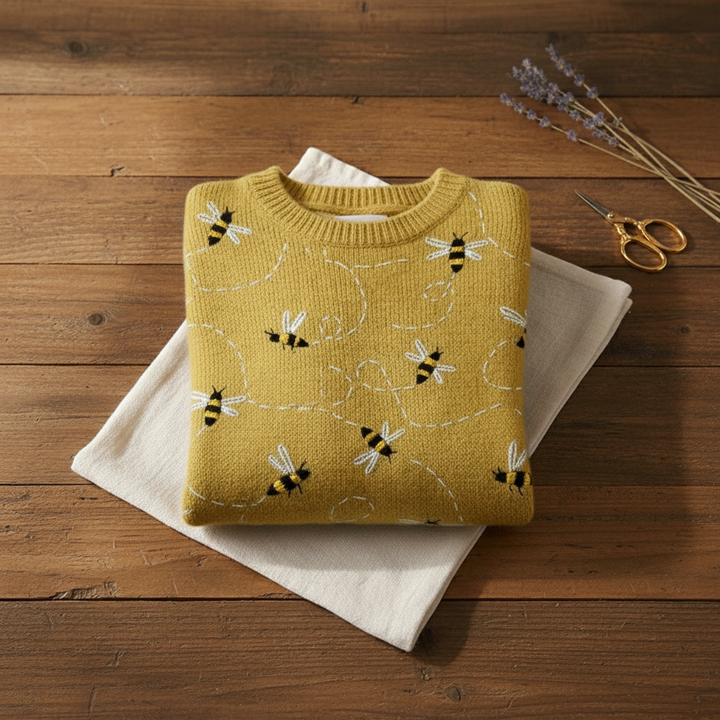 Rosemary – Bee Print Knit Sweater