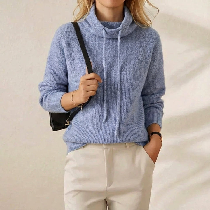 Mae – Cowl Neck Drawstring Knit Sweater
