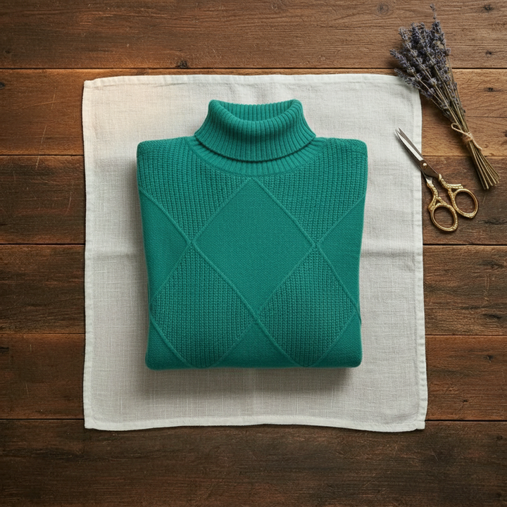Mildred – Turtleneck Diamond Knit Sweater