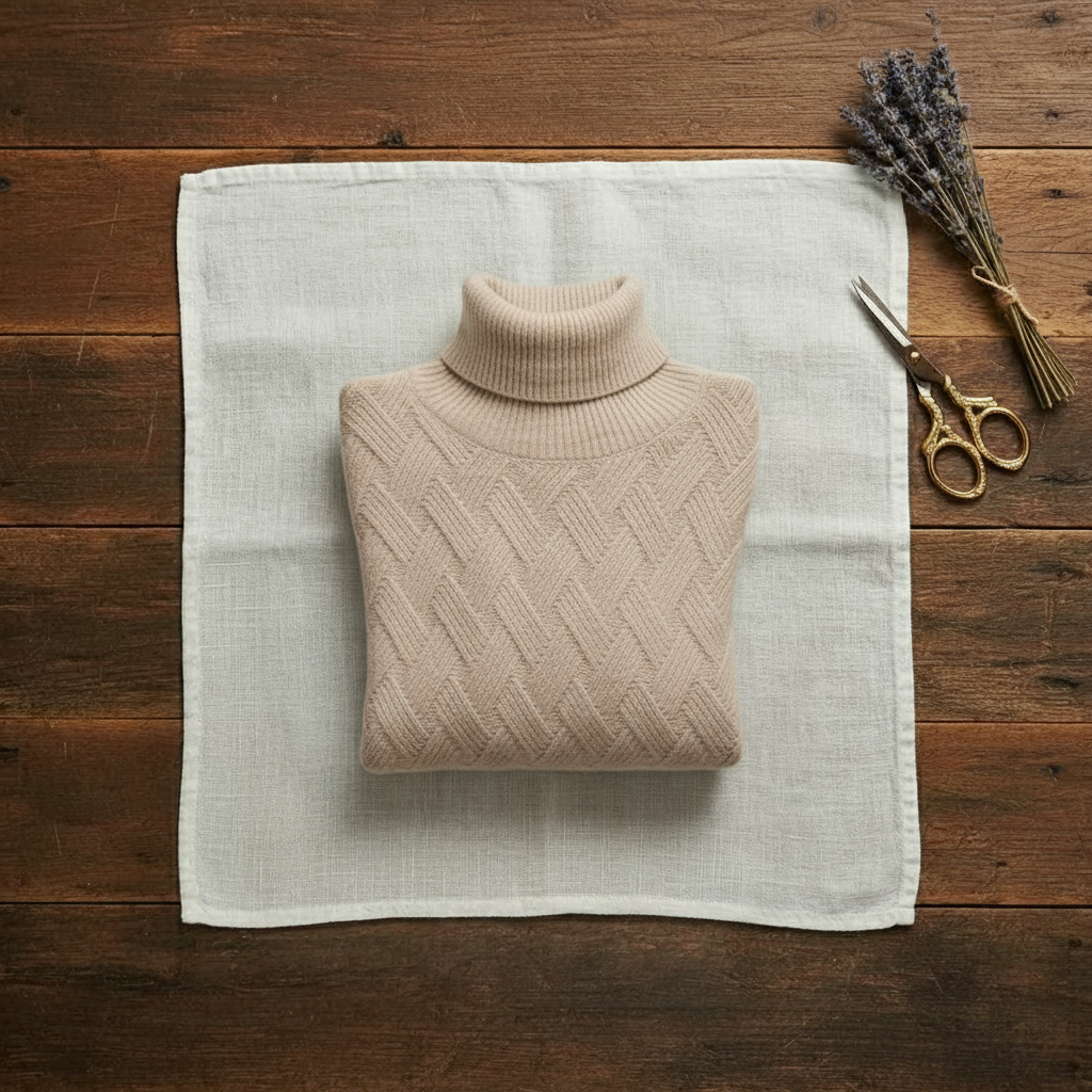 Teresa – Turtleneck Herringbone Knit Sweater