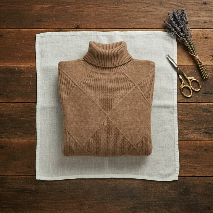 Mildred – Turtleneck Diamond Knit Sweater