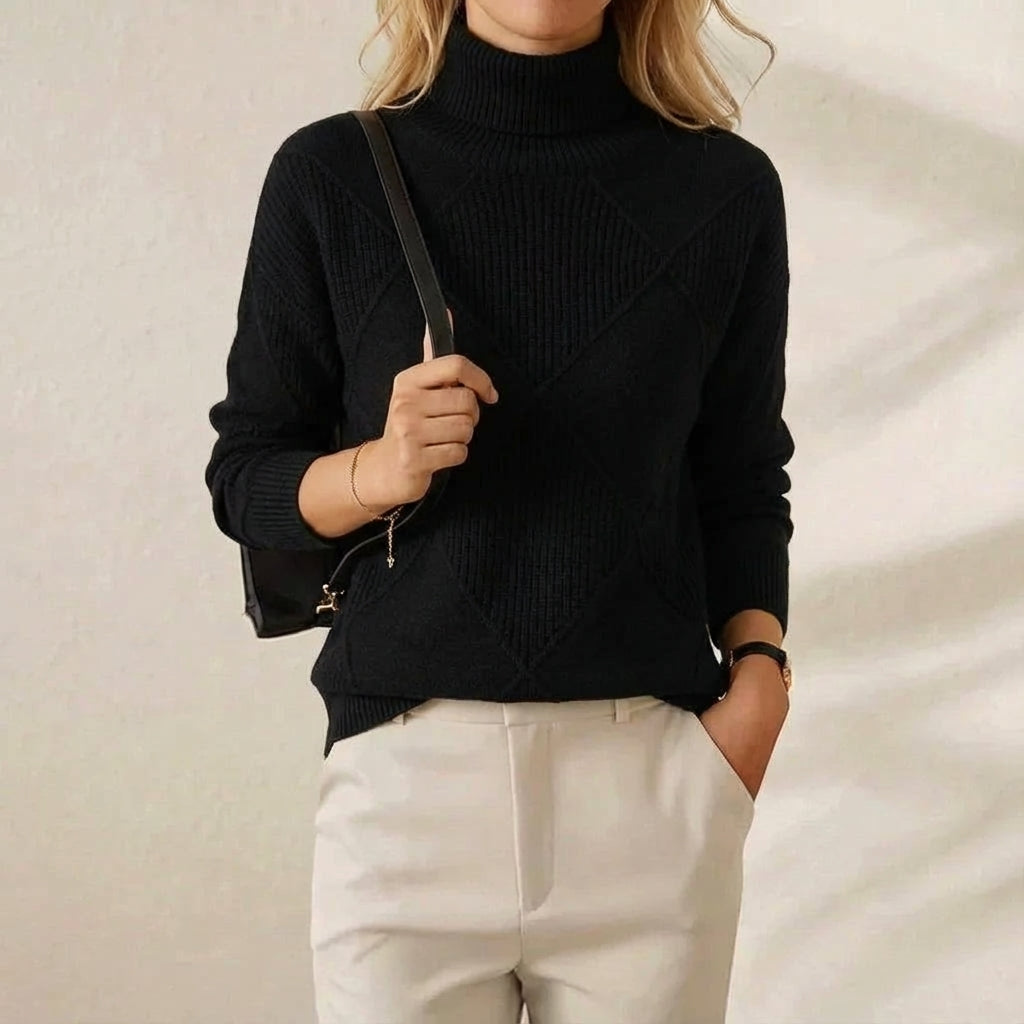 Mildred – Turtleneck Diamond Knit Sweater