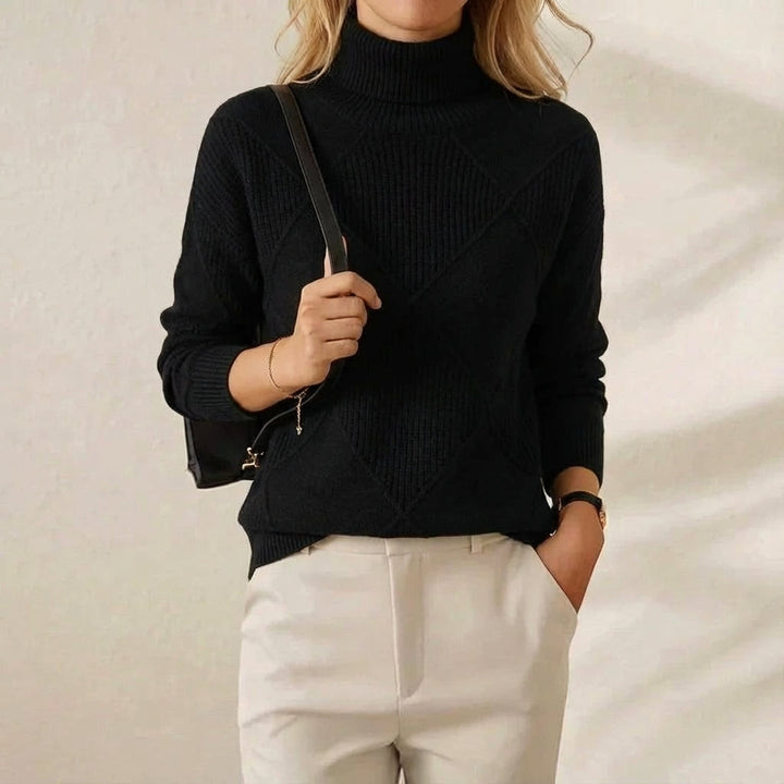 Mildred – Turtleneck Diamond Knit Sweater