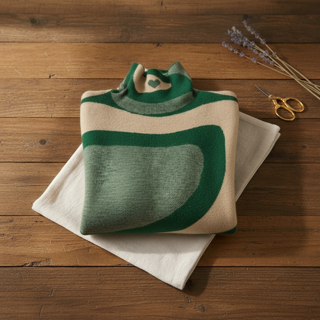 Marjorie – Turtleneck Sweater with Abstract Swirl