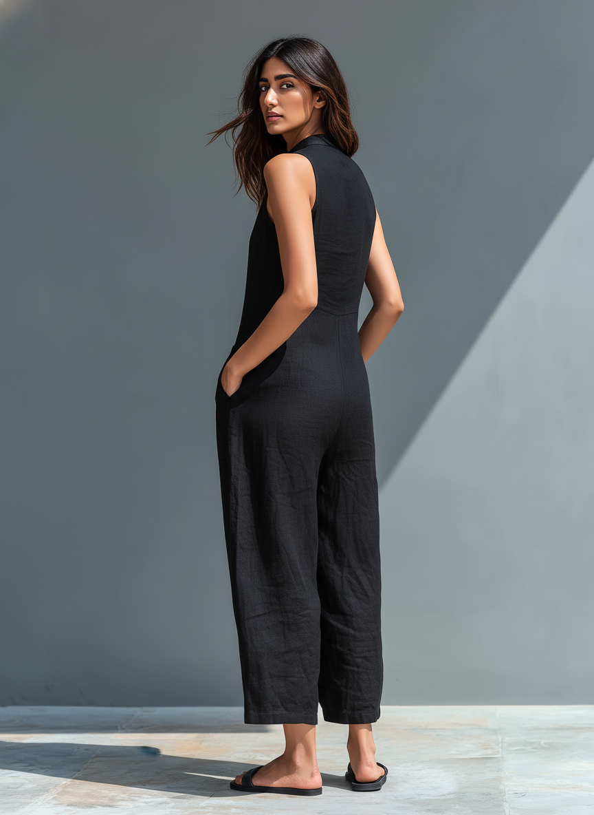Chloe | Minimalist High-Collar Jumpsuit