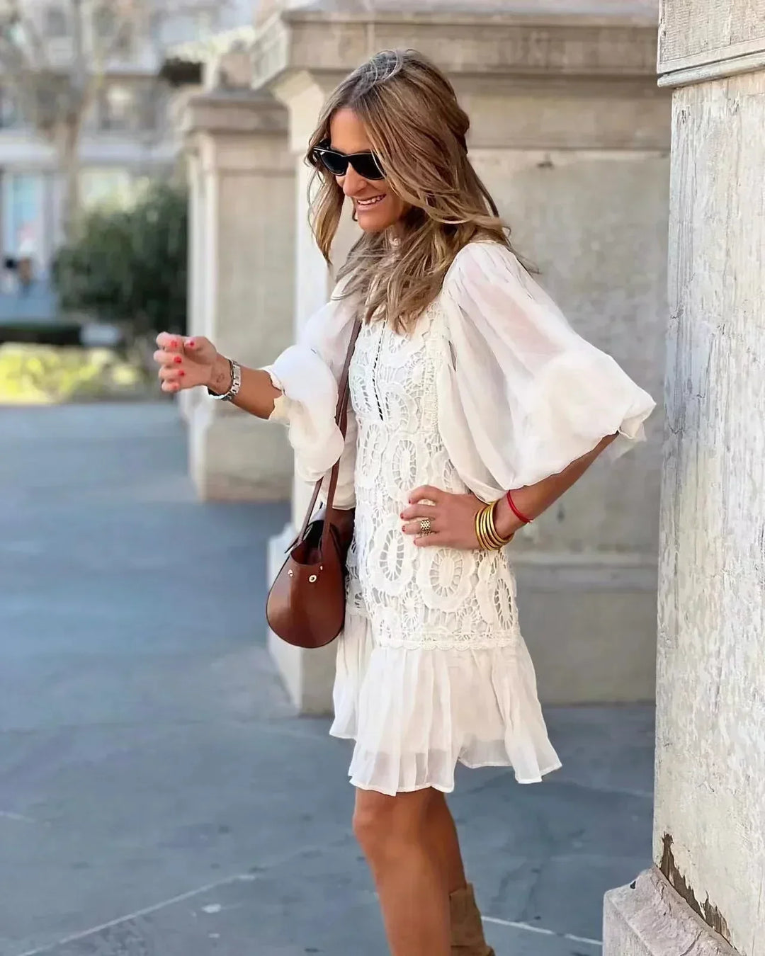 Angelica | Embroidered Lace Mini Dress