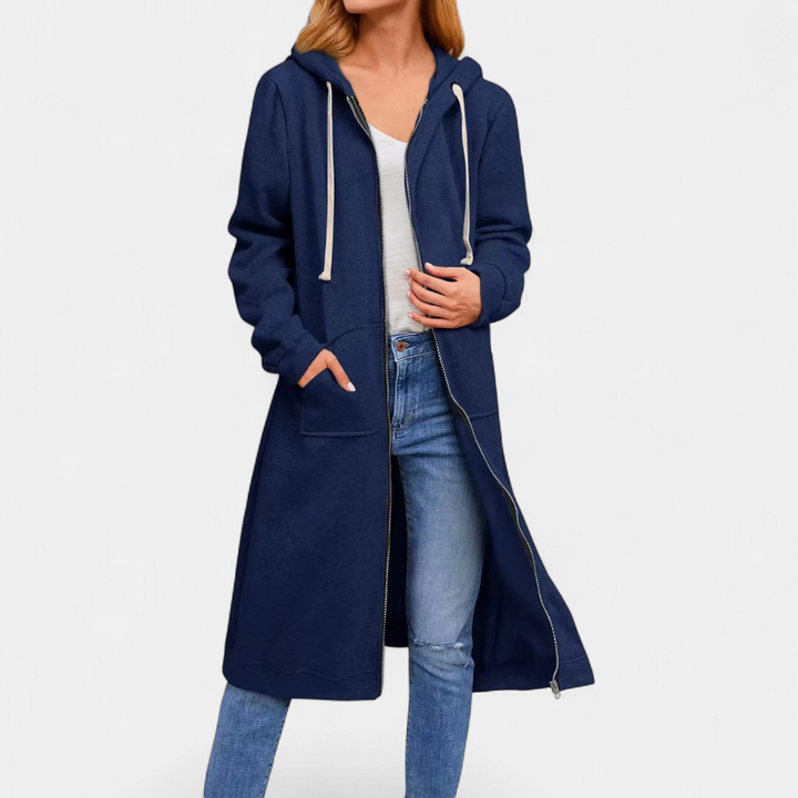 Kimberly – Longline Zip-Up Hooded Sweatshirt