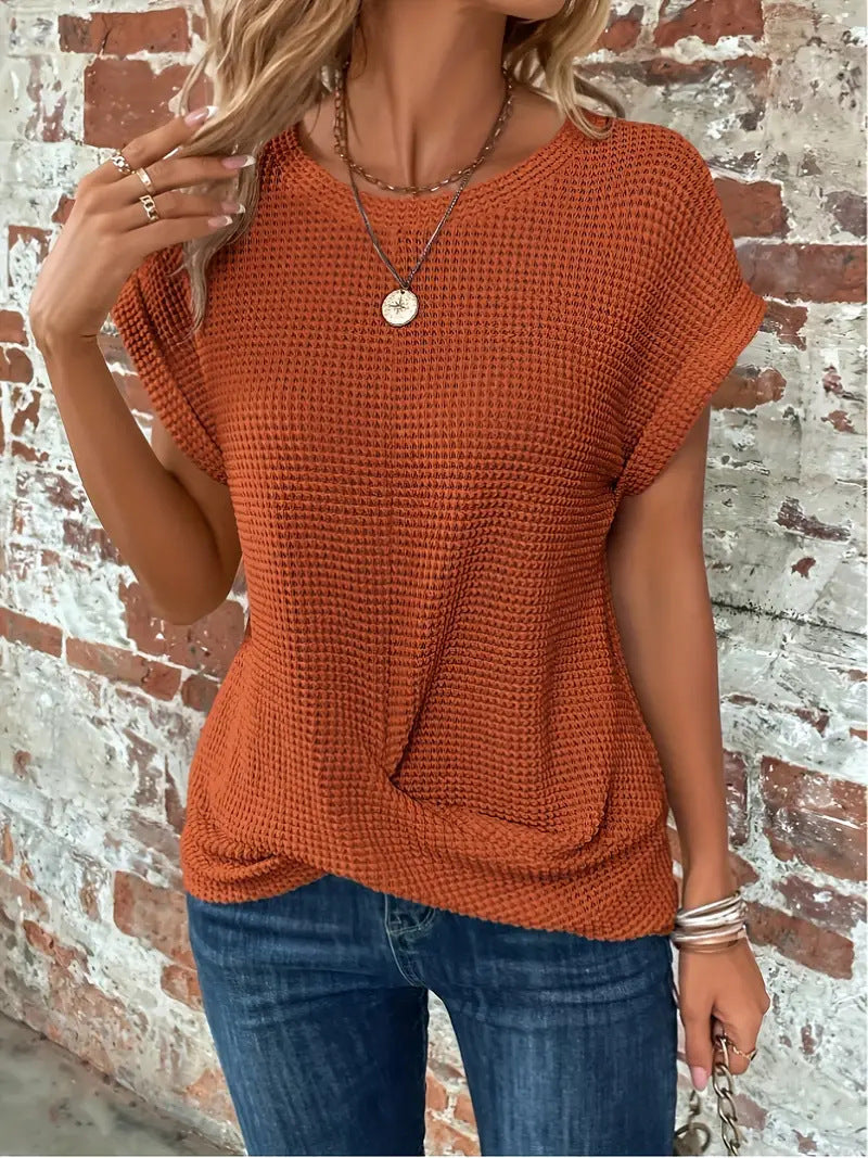 Audra | Waffle Knit Casual Tee