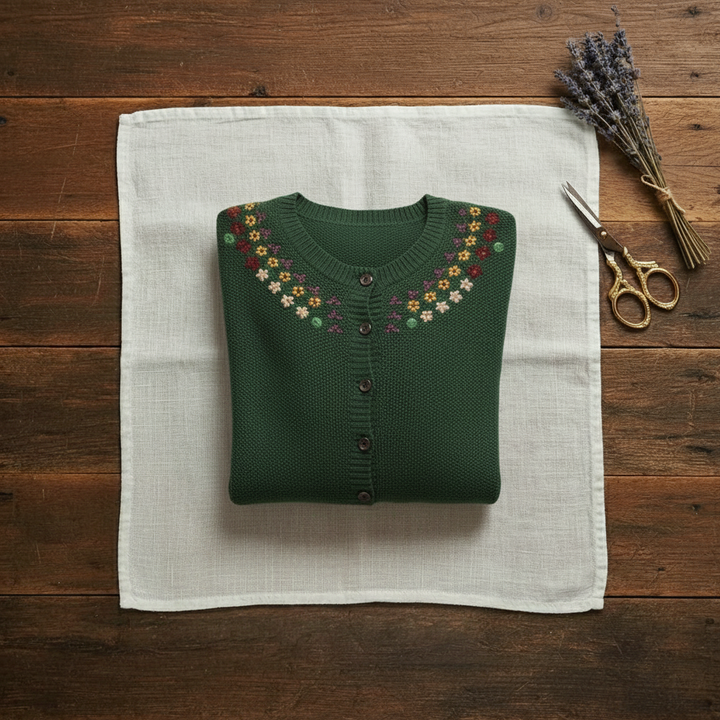 Imogene – Embroidered Floral Knit Cardigan