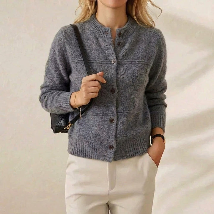Erin – Mock Neck Button-Up Knit Cardigan