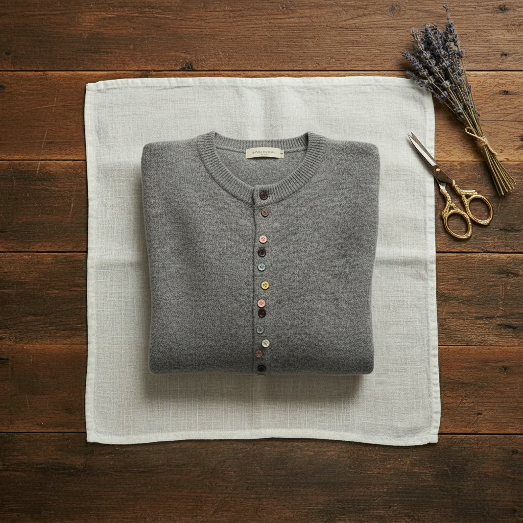 Merle – Crew Neck Cardigan with Multicolor Buttons