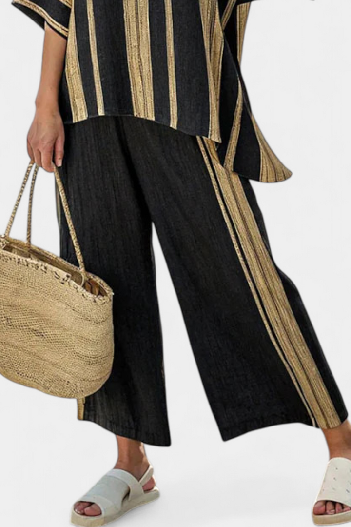 Evanna | Comfortable Oversized Striped Top & Relaxed Linen Pants