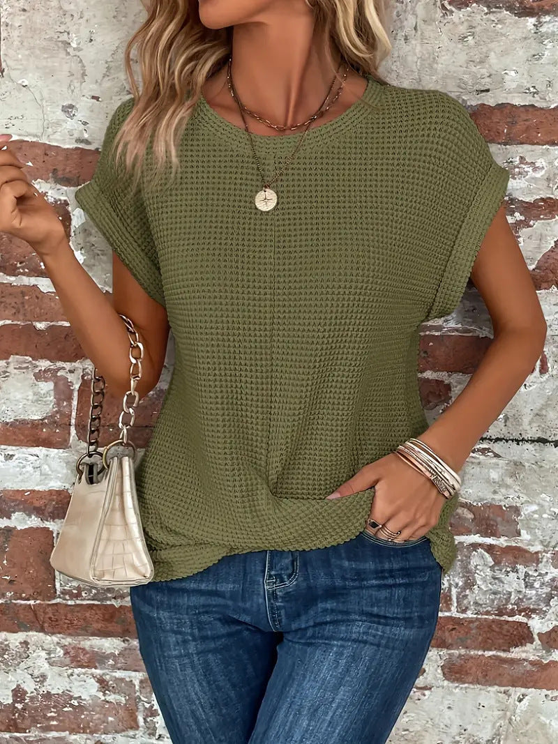 Audra | Waffle Knit Casual Tee