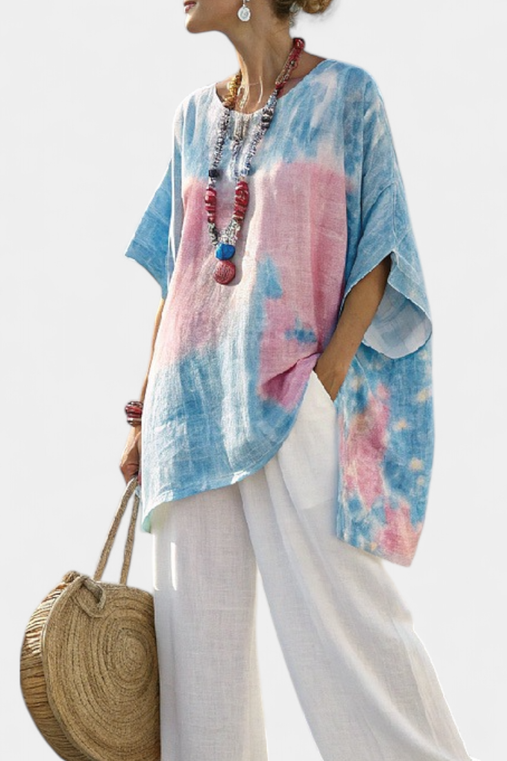 Alice | Comfortable Relaxed Linen Top & Striped Bamboo Pants