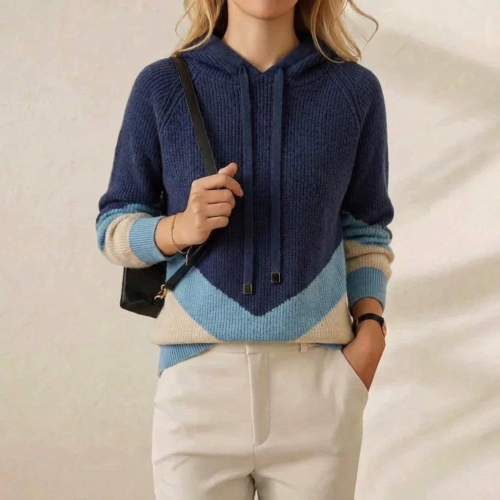 Jeanne – Color-block Hooded Knit Sweater