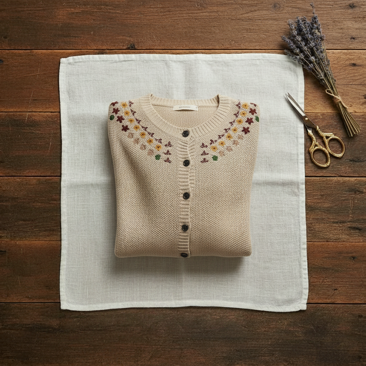 Imogene – Embroidered Floral Knit Cardigan