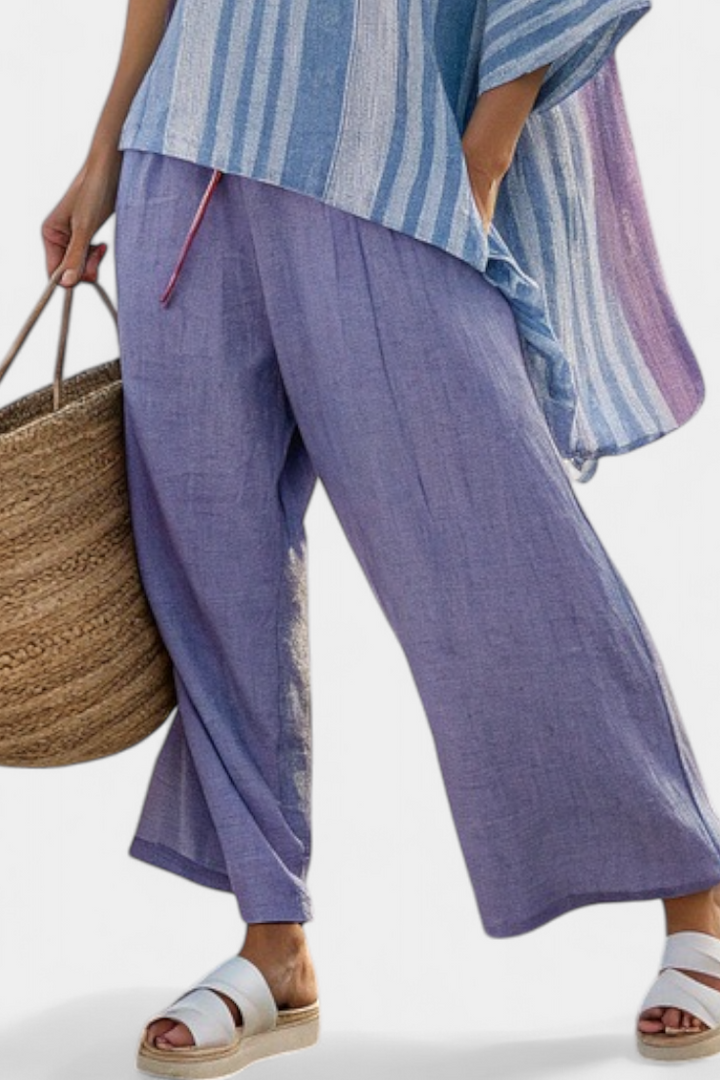 Jolene | Elegant Lavender & Sky Blue Top & Linen Pants