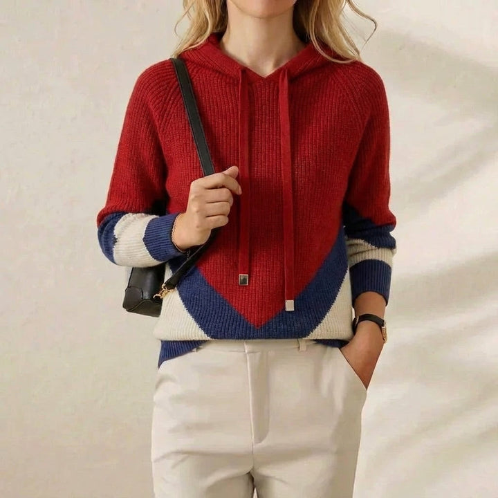 Jeanne – Color-block Hooded Knit Sweater