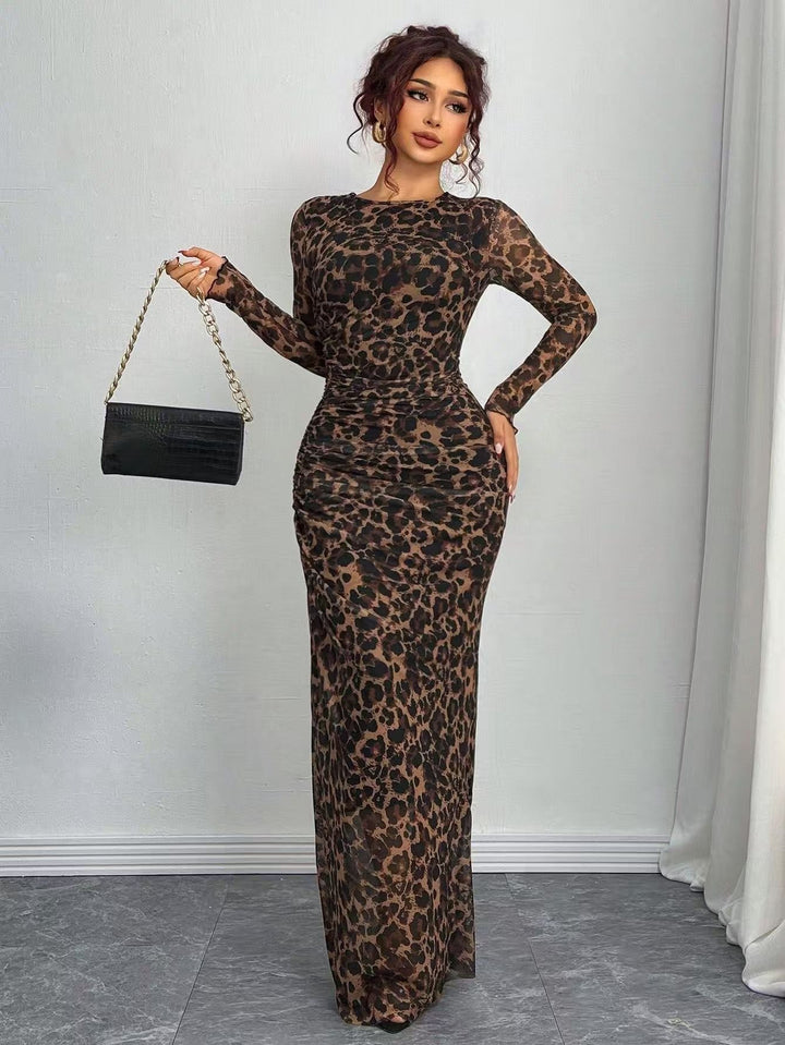 Tatiana | Printed Long-Sleeve Bodycon Maxi