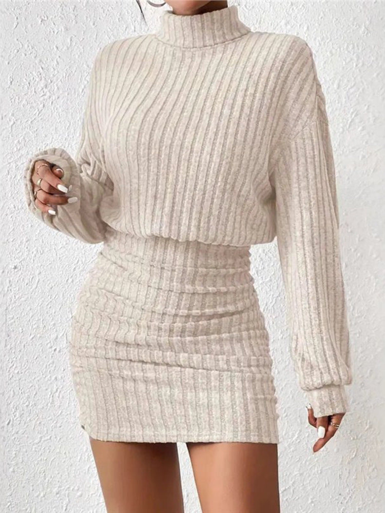Chloe | Ribbed High-Neck Knit Dress