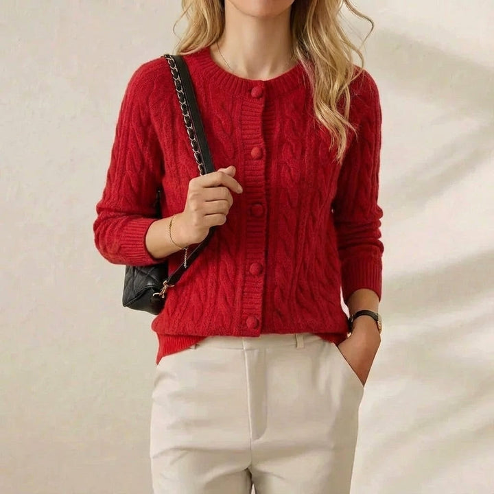Madelyn – Cable Knit Button-Up Cardigan