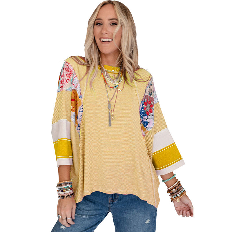 Emer | Lightweight Patchwork Batwing Top