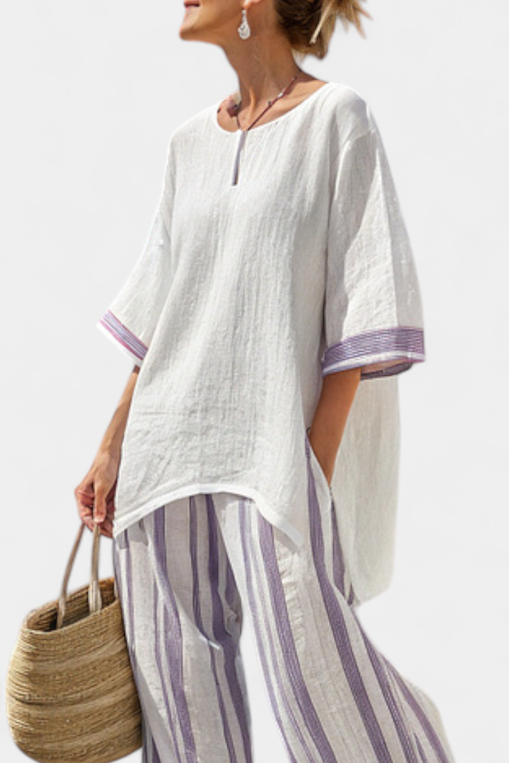 Wisdom | Comfortable Relaxed Blouse & Striped Bamboo Pants