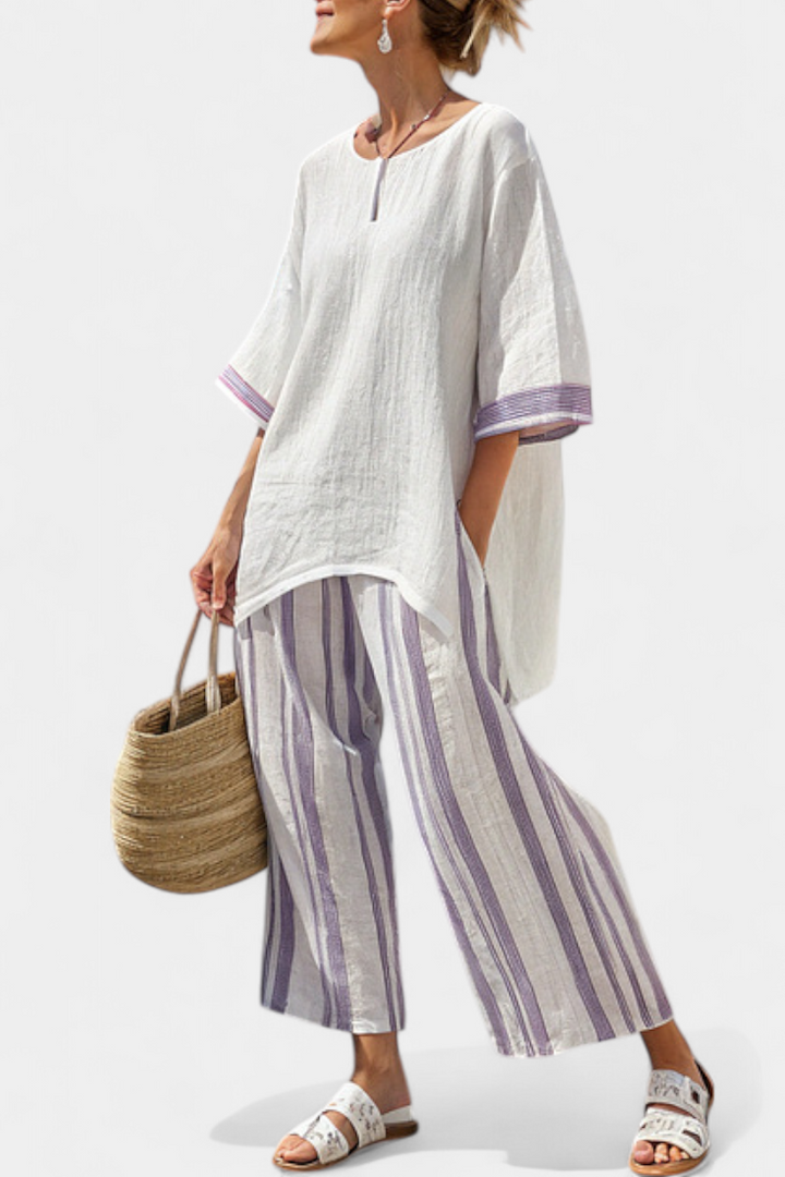 Wisdom | Comfortable Relaxed Blouse & Striped Bamboo Pants