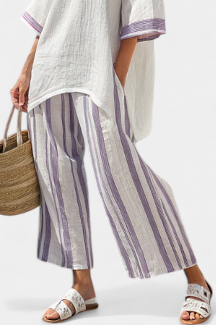 Wisdom | Comfortable Relaxed Blouse & Striped Bamboo Pants