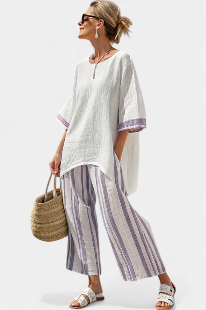Wisdom | Comfortable Relaxed Blouse & Striped Bamboo Pants