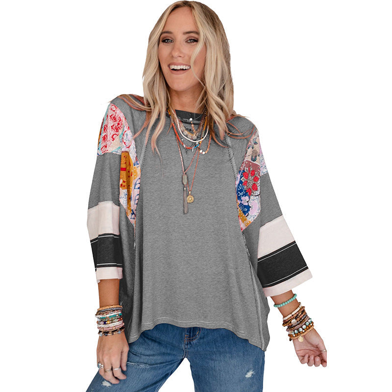 Emer | Lightweight Patchwork Batwing Top