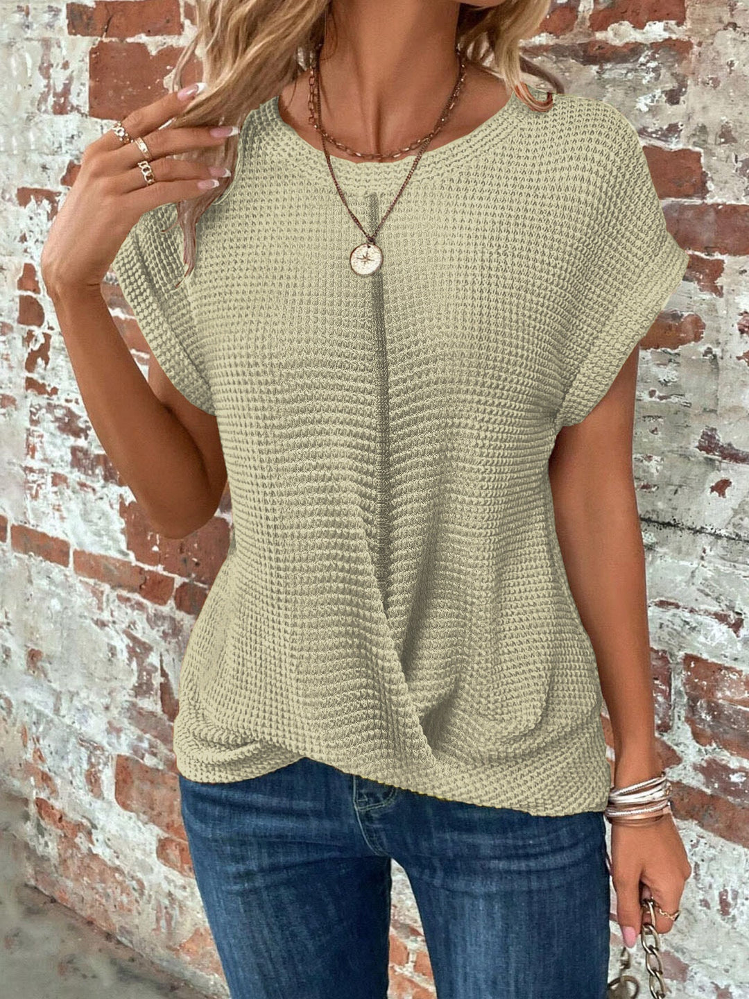 Audra | Waffle Knit Casual Tee