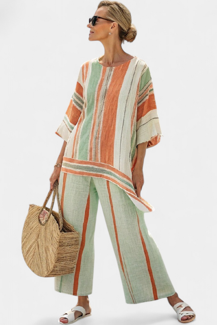 Una | Elegant Asymmetrical Top & Wide-Leg Pants
