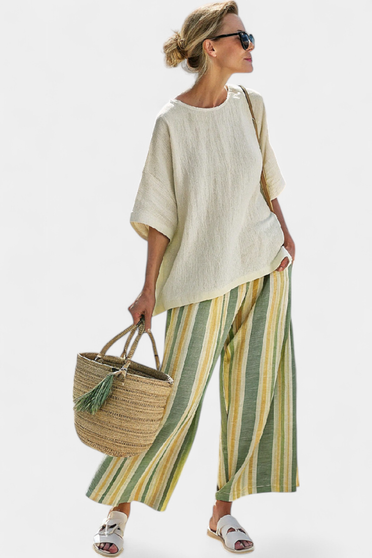 Lilibet | Sophisticated Top & Striped Linen Pants