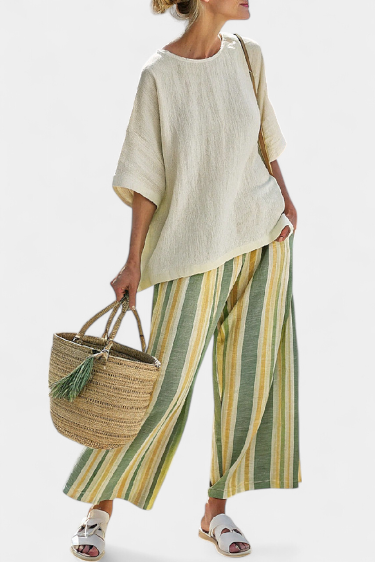 Lilibet | Sophisticated Top & Striped Linen Pants