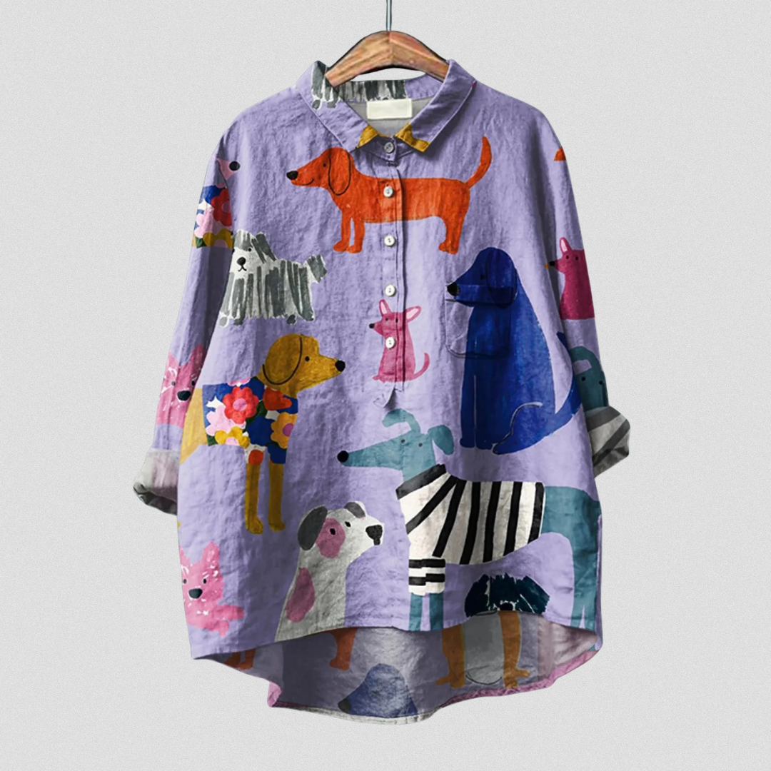 Esperanza | Women's Dog Art Print Casual Shirt