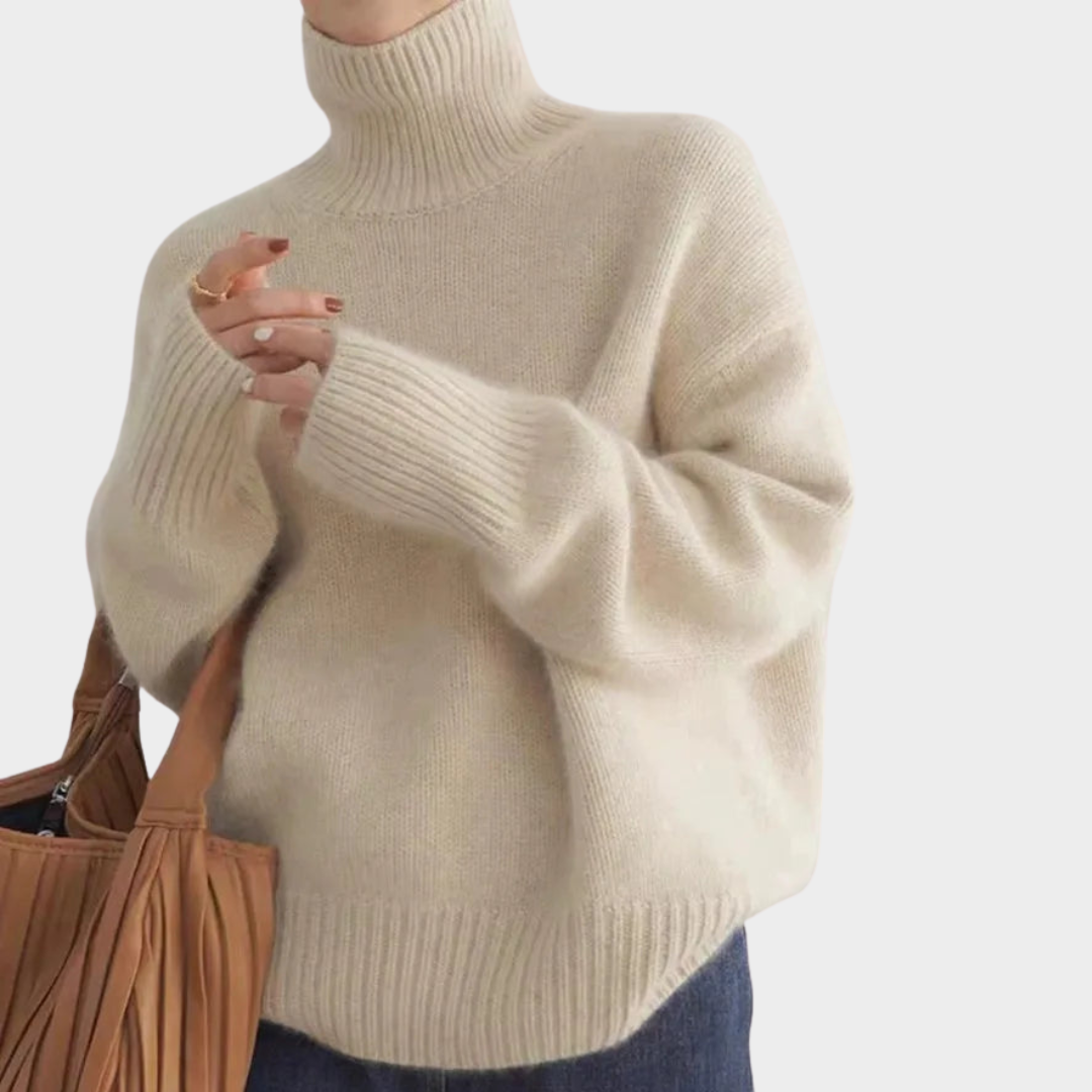 Claudette – Oversized Turtleneck Knit Sweater
