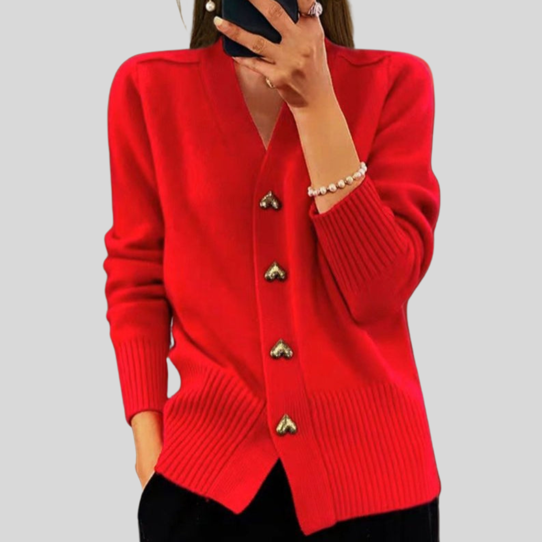 Alvina – Heart Button Knit Cardigan