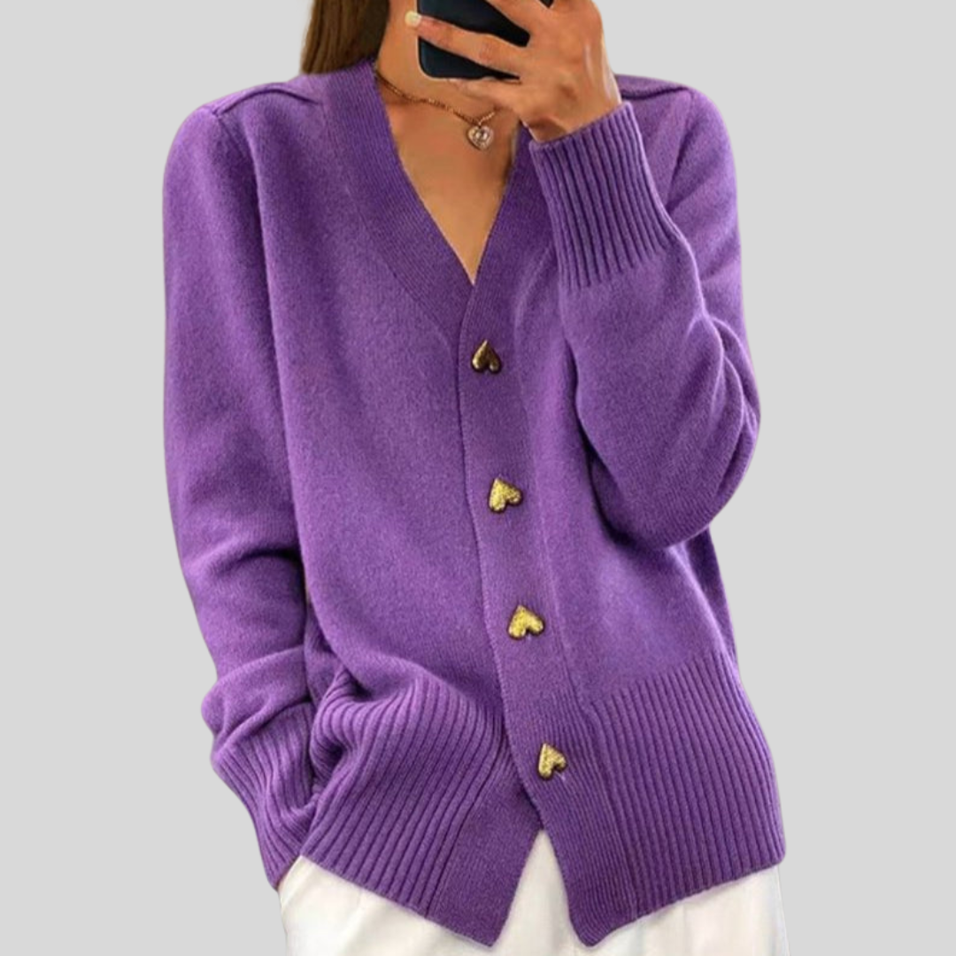 Alvina – Heart Button Knit Cardigan