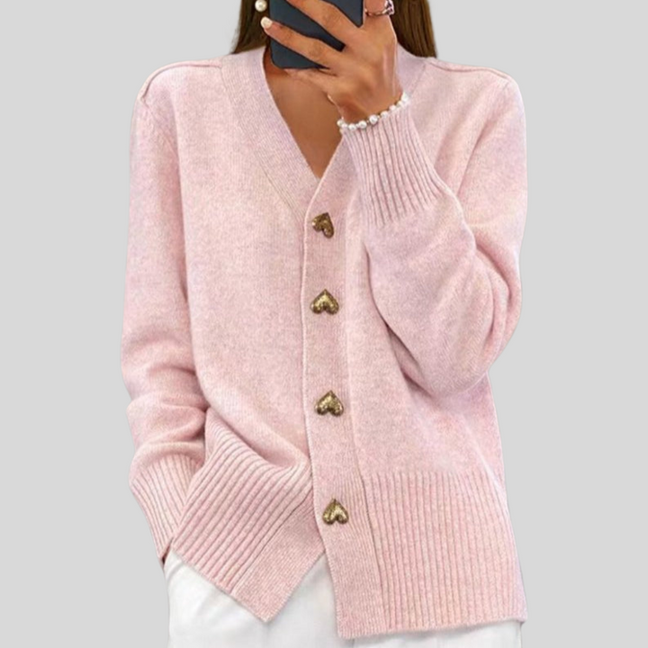 Alvina – Heart Button Knit Cardigan