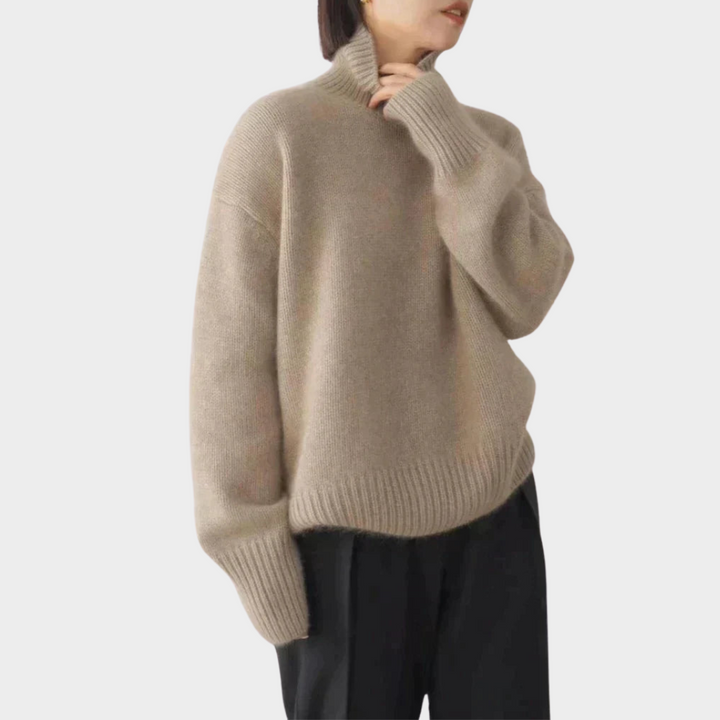Claudette – Oversized Turtleneck Knit Sweater
