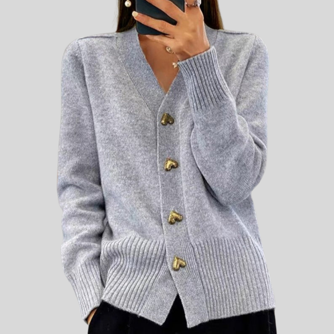 Alvina – Heart Button Knit Cardigan