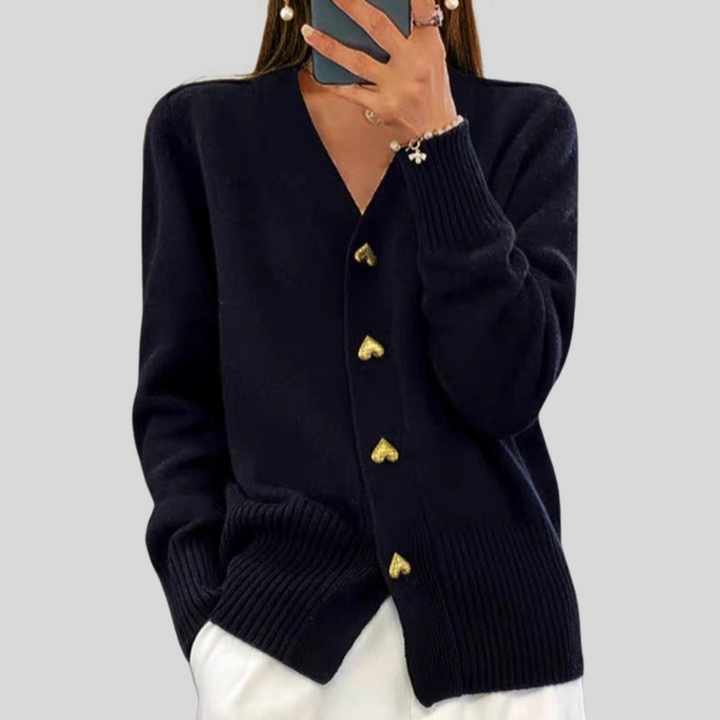 Alvina – Heart Button Knit Cardigan