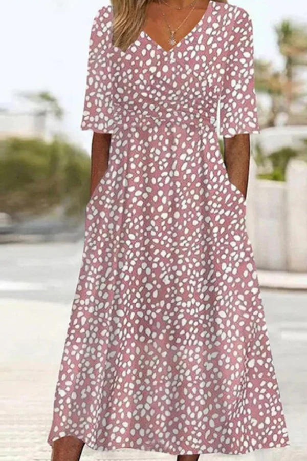 Judy – Spot Print Tummy-Covering Midi Dress