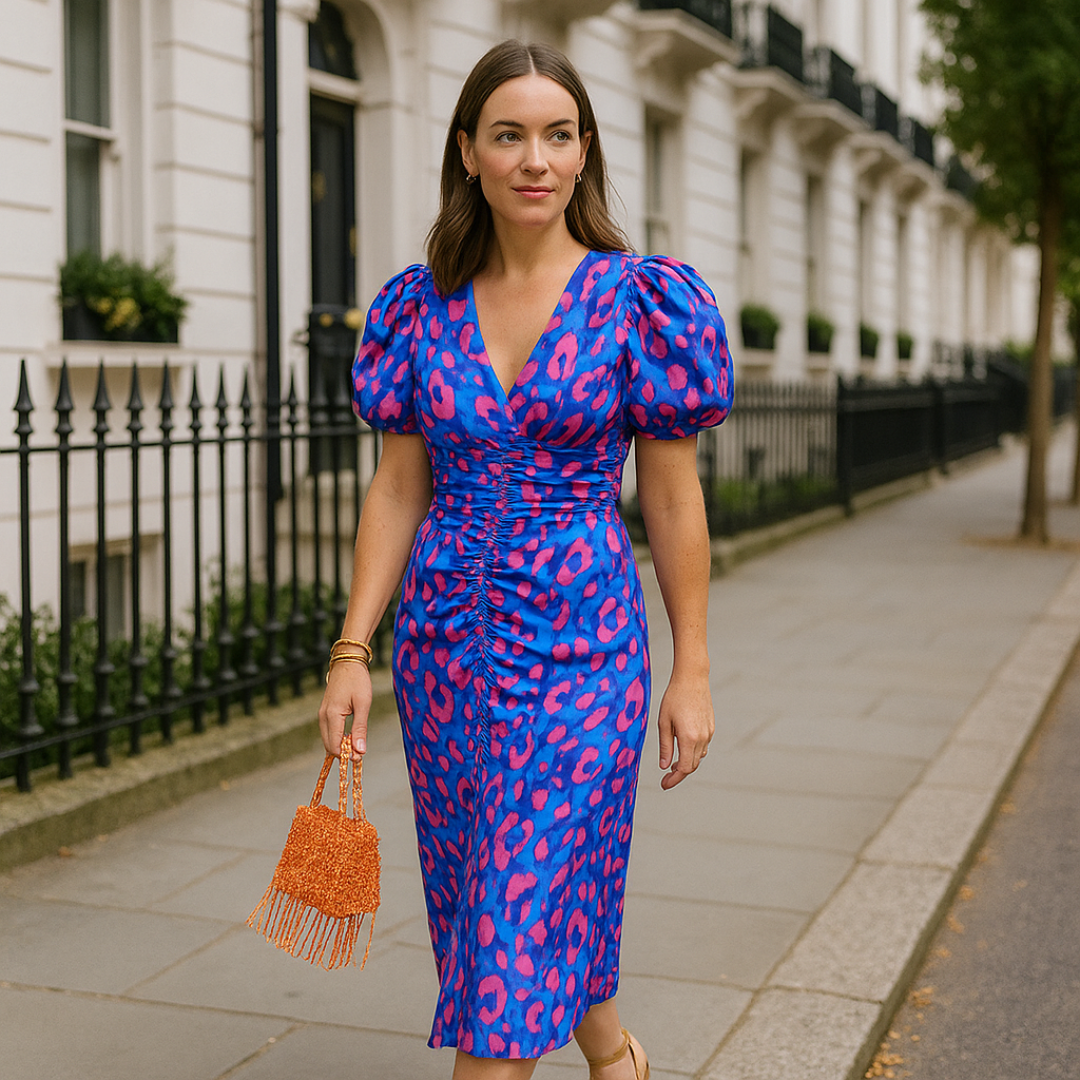 Dior | Pleated Sleeve Colorful Dress