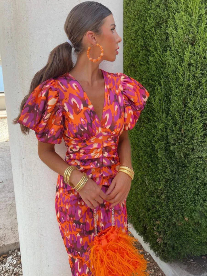Derry | Vivid Pleated Midi Dress