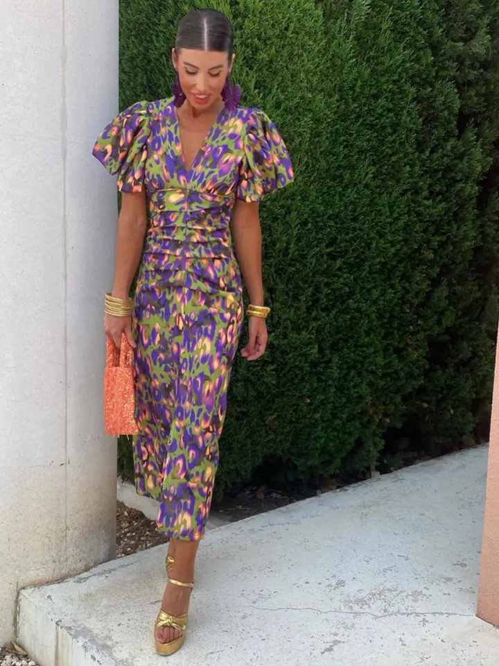 Derry | Vivid Pleated Midi Dress
