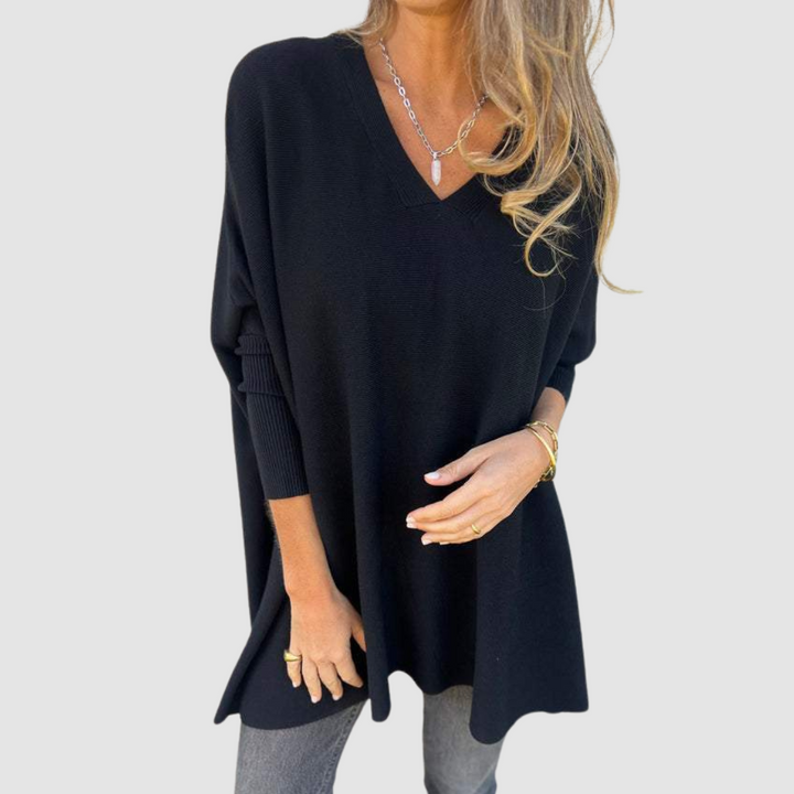 Carleen – Relaxed V-Neck Knit Sweater